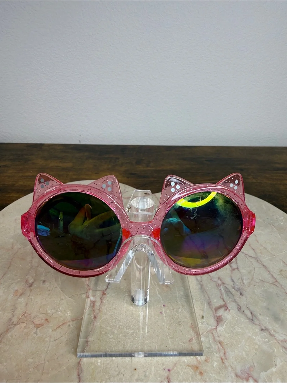 Kids Pink Cat-Ear Glitter Sunglasses